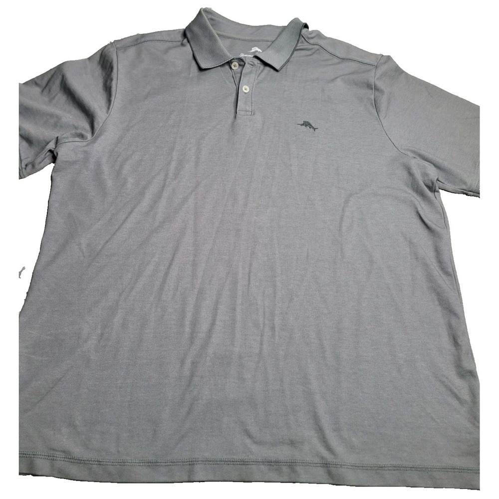 Tommy Bahama Polo Shirt Mens XL Gray Supima Cotton Blend Short‎ Sleeve